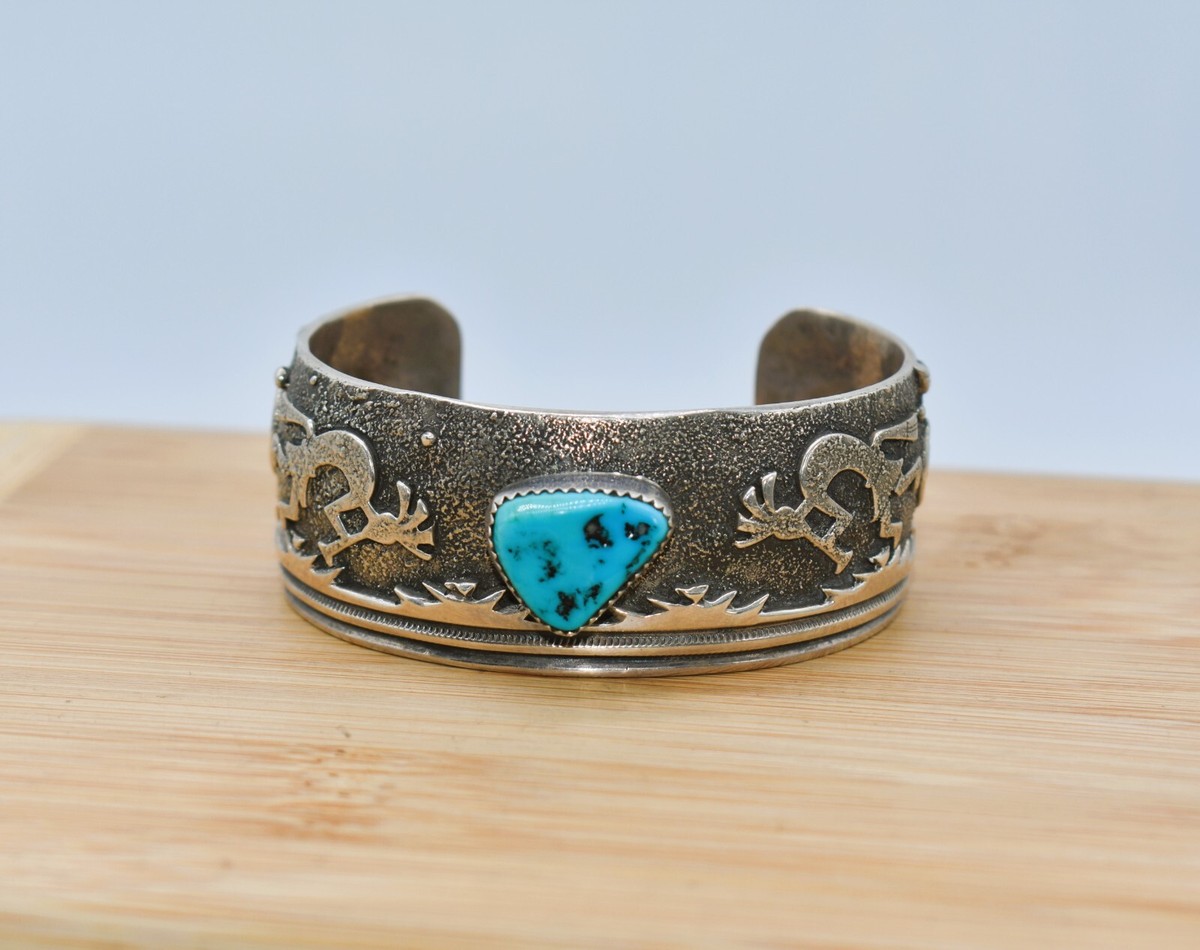 One Of The Finest Vintage Navajo Native American Jewelry jewelry Lester Craig Kokopelli Turquoise Bracelet One Of The Finest Vintage Navajo Native American Jewelry jewelry Lester Craig Kokopelli Turquoise Bracelet