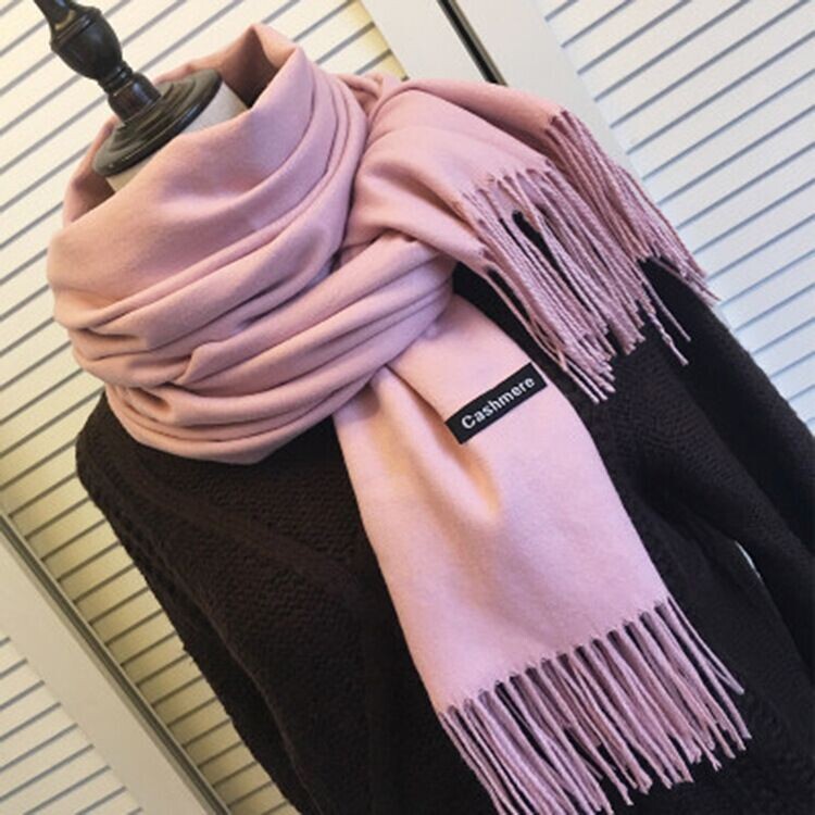 Écharpe étole Châle Cachemire 100% Laine Beige Camel Unie Motif écossais Carreaux