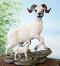 Ziege mit Junges  24cm Figur Deko natürlich Ziegenbock Bock stehend klein Modell