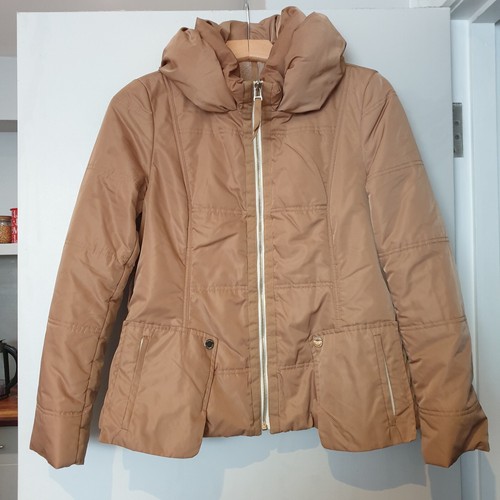ADOLFO DOMINGUEZ UK 10 JACKET Ladies 38 QUILTED Mustard Warm Fleece-Lined Zip