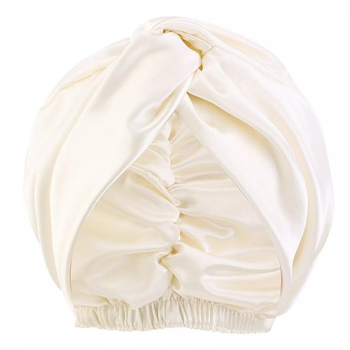 Mulberry Silk Turban Bonnets Women Twisted Sleeping Night Cap Hair Cap Headwrap - Picture 22 of 26