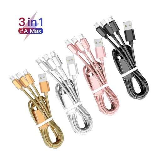 Universal 3 in 1 Charging Cable USB Multi Function Phone Charger Cord Type-C IOS - Picture 10 of 18