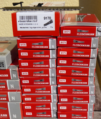 Fleischmann N Lot N-Profi 9170+ 9171, 20 X Switches + Very Many Tracks, New - Picture 6 of 10