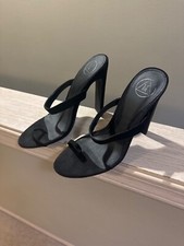 Womens Mules Sliders Summer Slip On Toe Ring Sandals High Heels