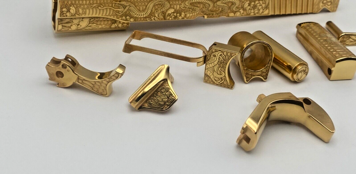 Gold-Plated 1911 Accent Upgrade Kit – Ambidextrous Safety, Decorative Parts, And Screws For Custom Look
