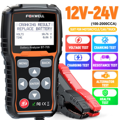 FOXWELL 12/24V Car Truck Battery Tester Cranking Charging System Load Analyzer