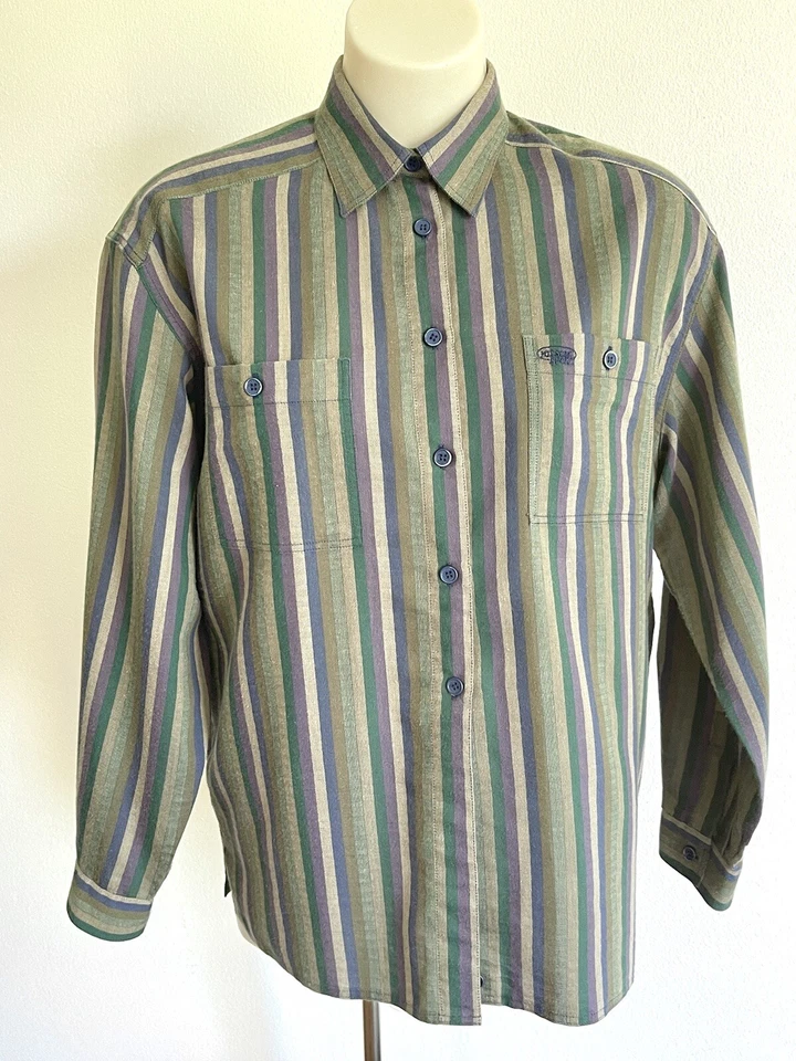 Vintage Missoni Sport Oversize Shirt Unisex Geometric Knit Multicolor Striped L — 第 2/4 张图片