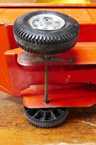 Vintage 1960's Buddy L Sit-N-Ride Dump Truck Pressed Steel Toy w/ Handle Bars - Picture 13 of 16