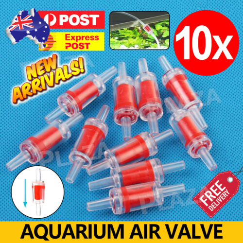 10x Aquarium Air Pump Check Valves Red Clear One Way Non-Return Fish Tank - Picture 1 of 9
