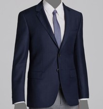  595 Hugo Boss Mens Blue Slim Wool Sport Coat Suit Jacket Blazer 46R
