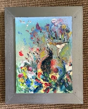 Stop to Smell the Flowers, Oil Painting, Framed, Abstract Art