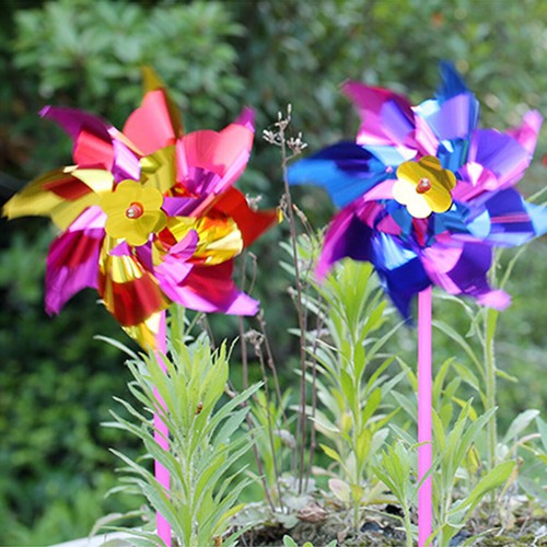 50-100X Plastic Windmill Pinwheel Wind Spinner Kids Toy Lawn Garden Party Decor - Imagen 4 de 13