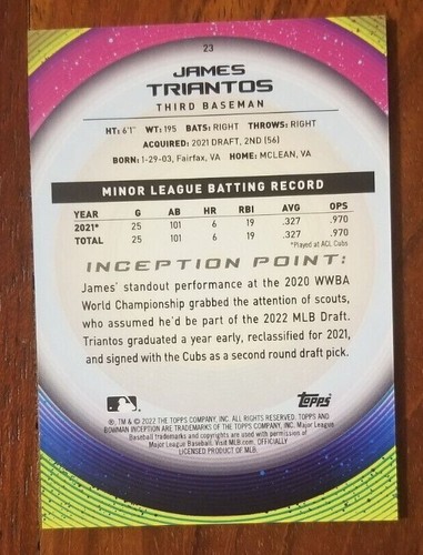 2022 Bowman Inception Base, Auto & Parallel Baseball Cards Pick Your Player! - Picture 11 of 45