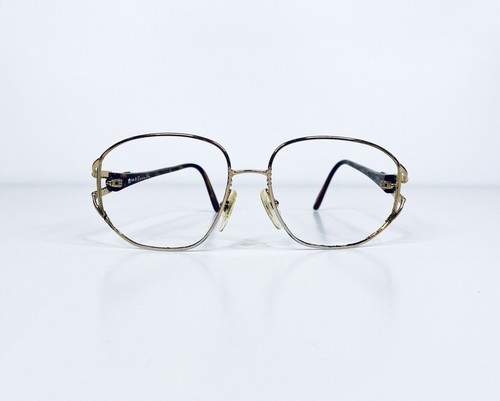 Vtg Christian Dior Gold Tortoise Metal Oval Square Glasses Austria 57 16 135 - Picture 2 of 12