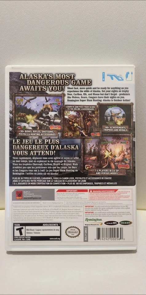 Remington Super Slam Hunting: Alaska (Nintendo Wii, 2011) - CIB - Image 2 of 3