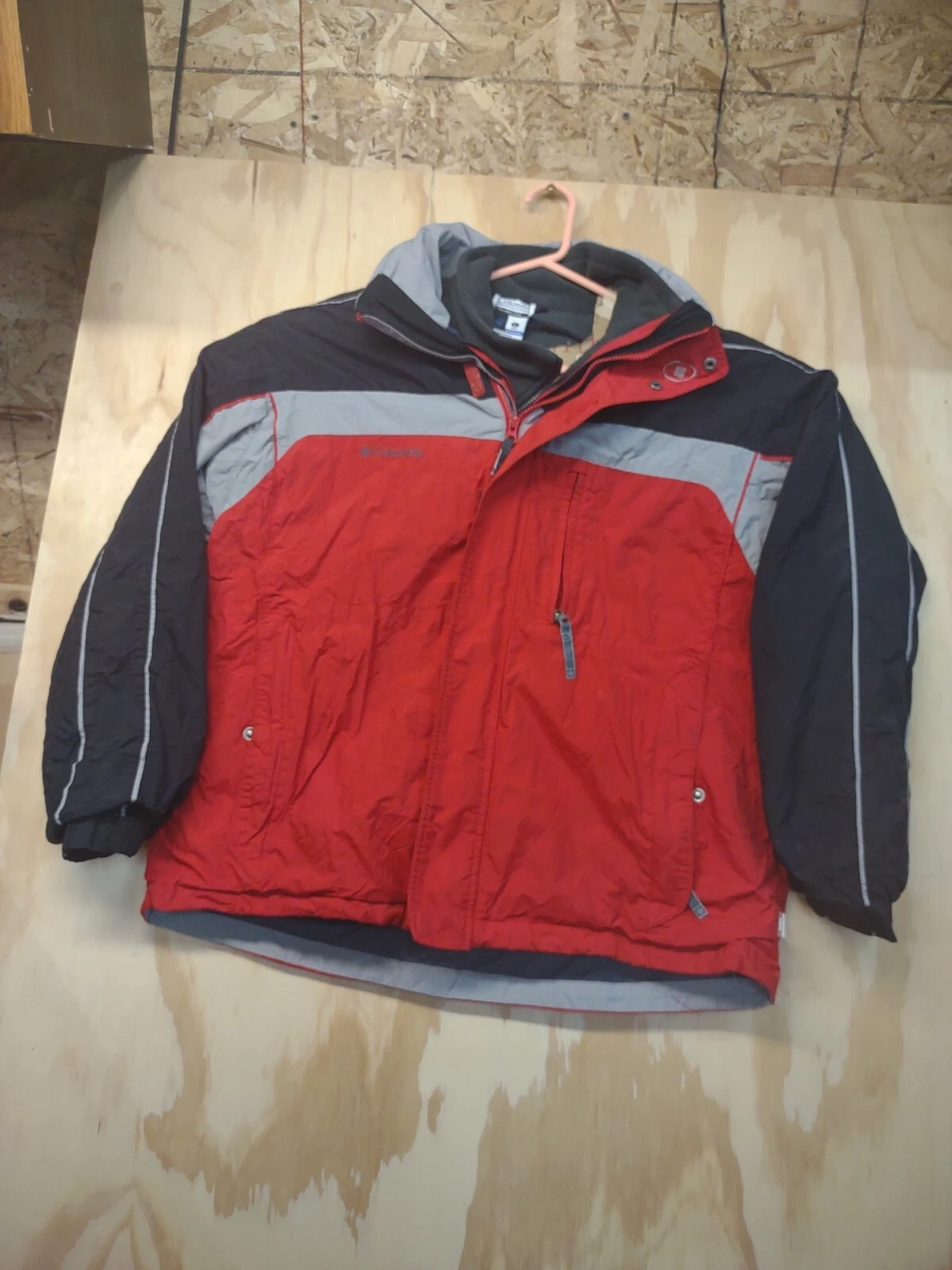 Columbia Jacket Mens Large Red Zip Bugaboo Hooded Interchange Removable Liner800