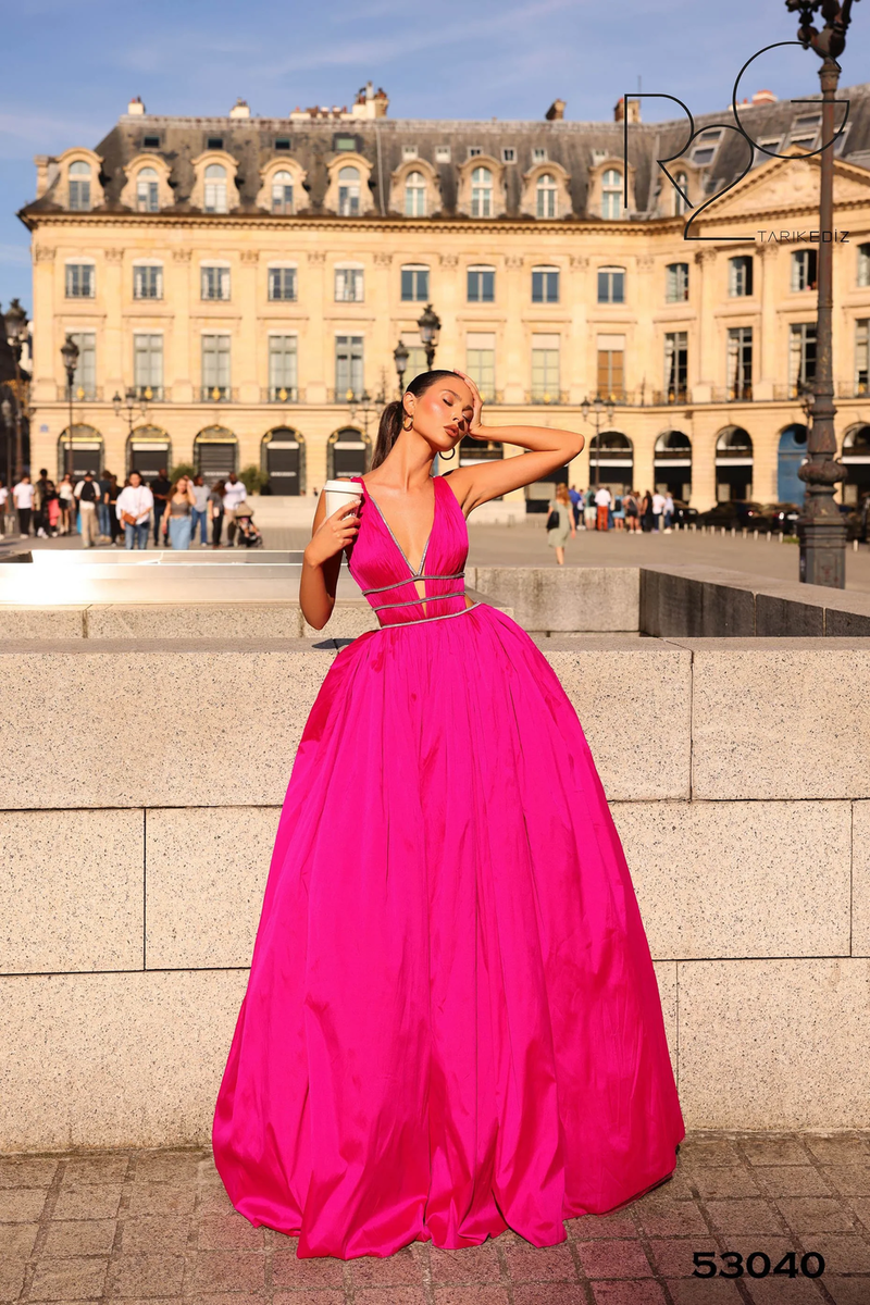 tarik ediz dresses 96092 Strapless A-line with Train Deja Dress Pre-order 2 / Navy A draping cascade cascades from one side of the slit front sheath skirt Tarik Ediz 93854 Prom Dresses