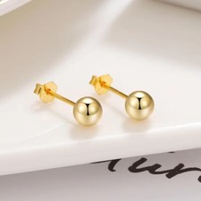 9ct Gold 2mm 3mm 4mm 5mm 6mm 8mm Ball Stud Earrings - PAIR