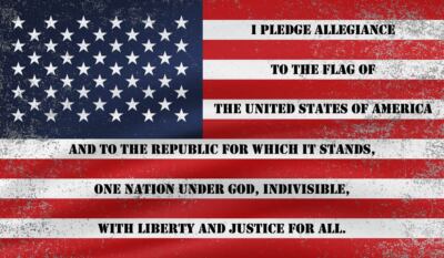 The Pledge of Allegiance US Flag Sticker Decal Laptop, Car Truck, Cornhole, Wall