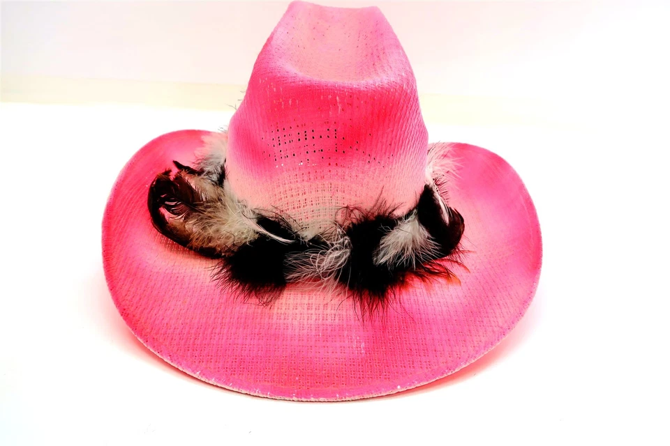 РОЗОВЫЙ WESTERN EXPRESS женщины ковбой шляпа с перьями размер 7 1/8  - Изображение 3 из 4