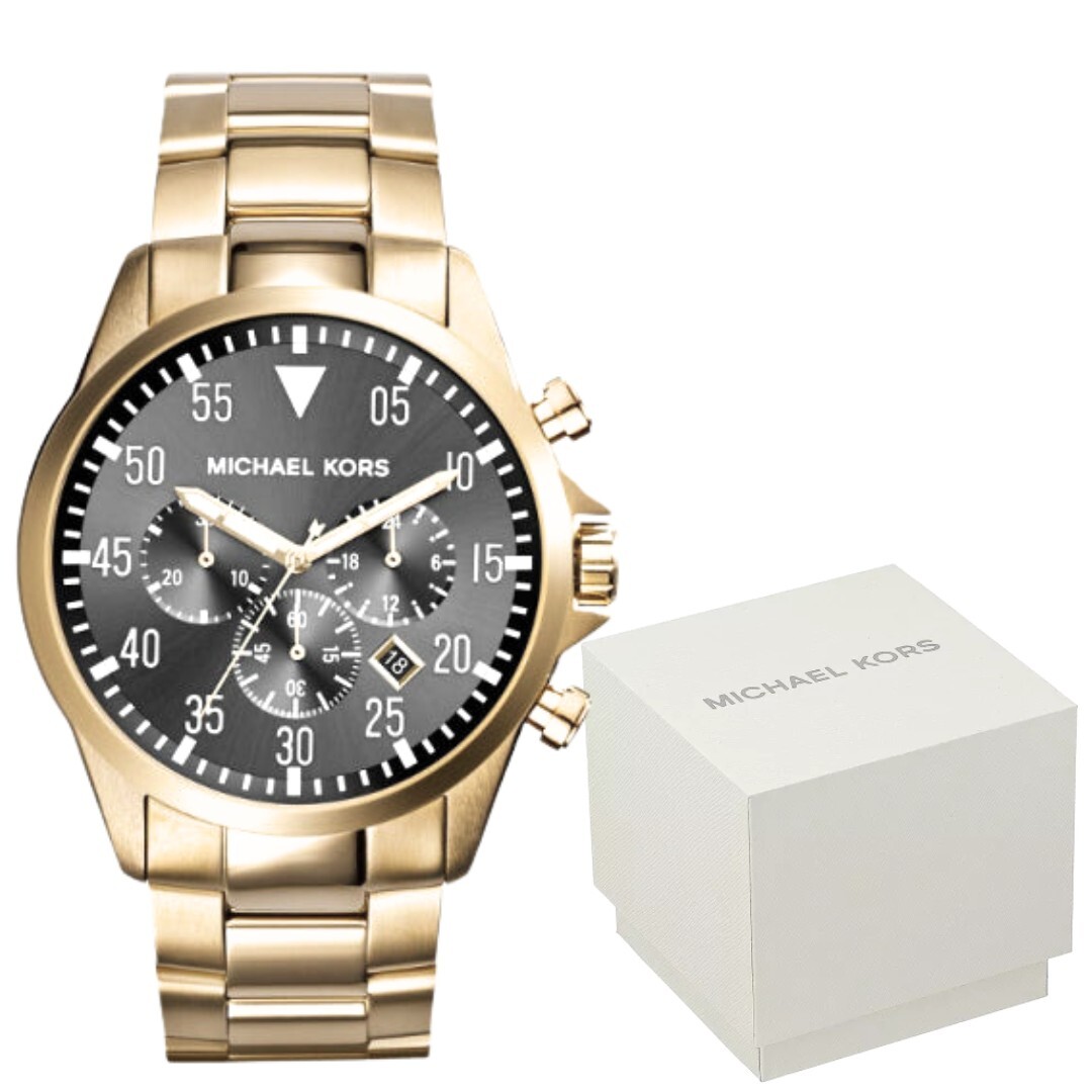 特別価格！MICHAEL KORS Men's クロノグラフ Gage 45mm MK8617 Michael Kors Men's Gage Stainless-Steel and Navy Leather
