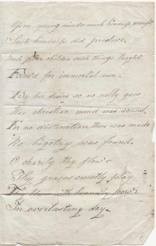 1850 Elegy Woman Teacher Warwickshire England Handwritten Manuscript Memorial - Image 3 of 4
