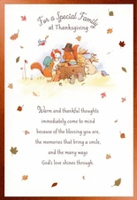 Religious THANKSGIVING Card FOR A SPECIAL FAMILY, Cute Animals by DaySpring +✉