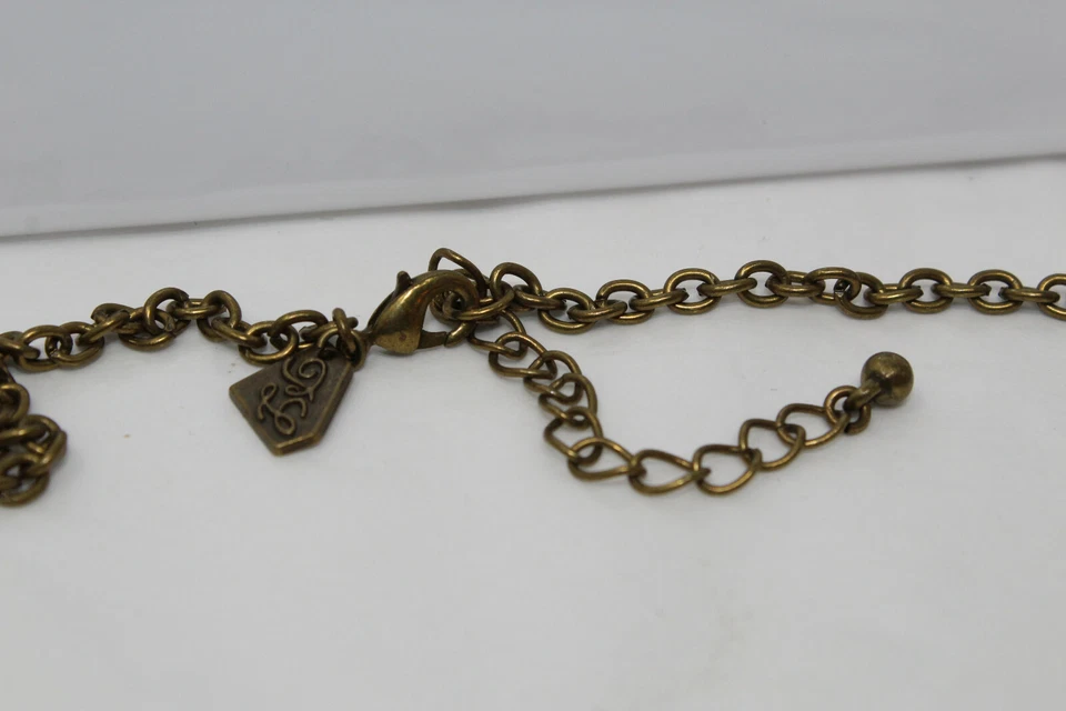 Collar antiguo dorado PARK LANE cuarzo rosa flor arco hoja encanto  Foto 4 de 4