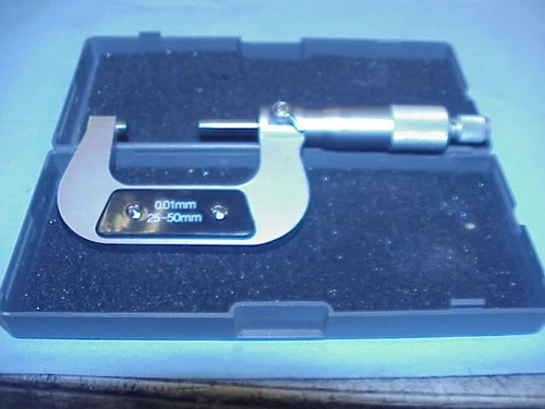 Atlas Lathe Bridgeport Mill Metric Micrometer 25 mm to 50 mm W/ Case China