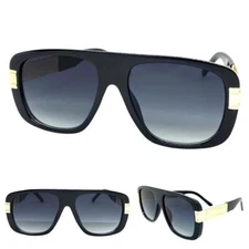 Oversized Classic Vintage Retro Hip Hop Style SUN GLASSES Large Black Gold Frame