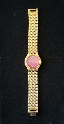 NWOT Geneva Rose Tone Watch Burgundy Dial Link Band 7.25'' Max Size New Battery