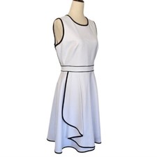 Calvin Klein White With Blk Trim Dress 6