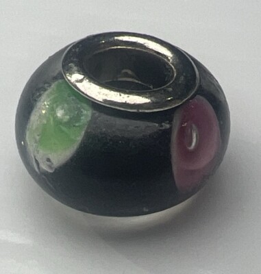 925 Sterling Silber Retro Slide Charm Murano Glas Blase Perle Multicolor Blume