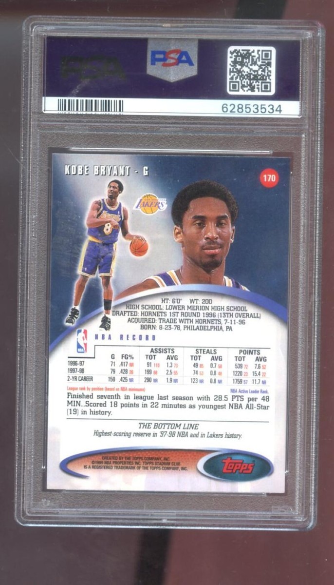 1998-99 Topps Stadium Club #170 Kobe Bryant PSA 8 Graded