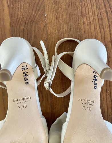 Kate Spade New York 7.5 Gloria Bow Ankle Strap Sandals Champagne Taffeta - Picture 6 of 6