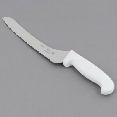 Choice 9'' Offset Serrated Edge Bread Knife with White Handle