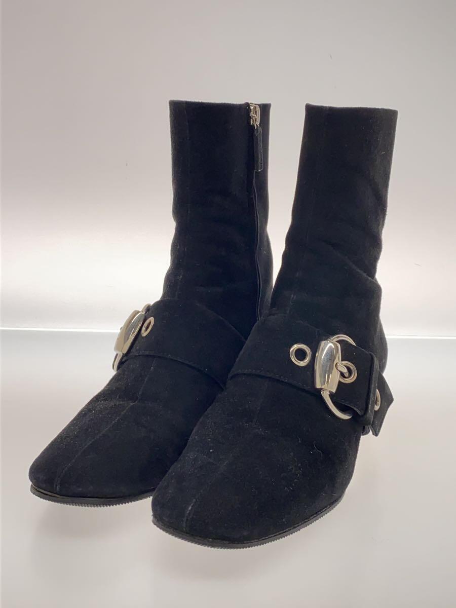 Auth GUCCI short boots Size 35 / US 5 Black suede 177124