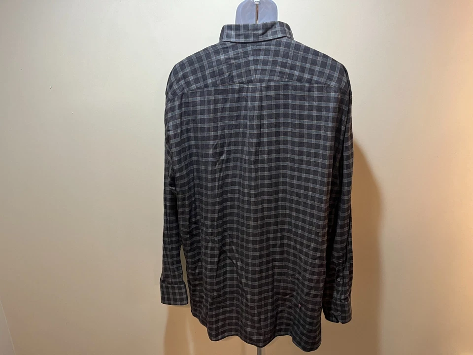 Robert Talbott Estate Men's black, gray and brown plaid long sleeve shirt XXL - Image 3 of 4