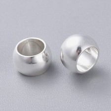 10pc 201 Stainless Steel Silver Plated Ball Spacer Beads - 8mm x 5mm   Hole: 5mm