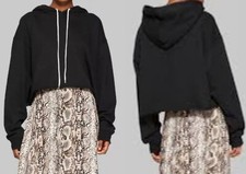 Wild Fable Crop hoodie black raw hem Women Top Sz XS NEW
