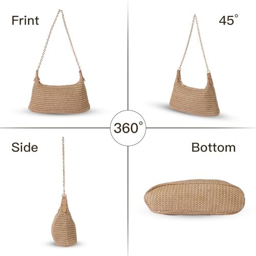Women's Straw Woven Beach Bag Summer Vacation Shoulder Purse - Picture 6 of 9
