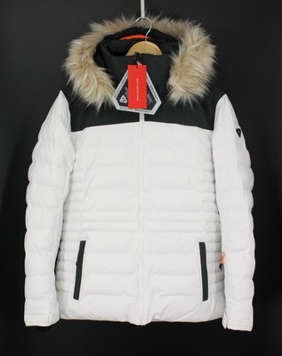 DEGRE 7 DAMEN TRAQUI SKI JACKE FELL KAPUZE GR 46 / XX-LARGE WEISS UVP 279£ IB