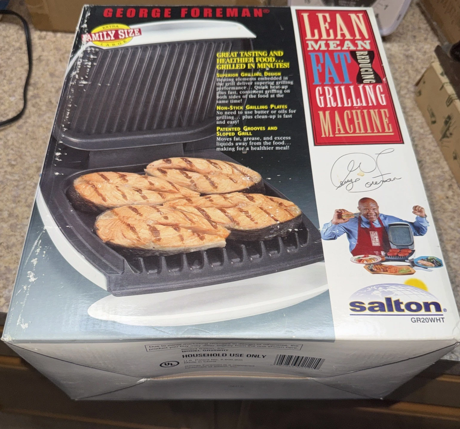 George Foreman White GR-20 Family Size Grilling Machine Electric NEW in box