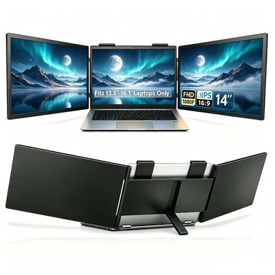 Eviciv 14'' Dual Display Portable Monitor 1080P Dual USB-C Extender for Laptop PC