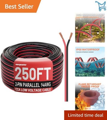 Electrical Wire 14 Gauge 250FT CCA Flexible Red Black Low Voltage LED Lighting