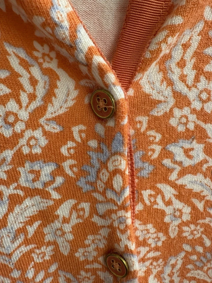 Cardigã feminino J McLaughlin laranja Lt Wt tamanho G botão para baixo algodão modal suéter - Imagem 3 de 4