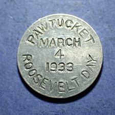 1933 Pawtucket RI Roosevelt Day Aluminum Uniface Circulated Token