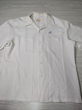 Iolani Executive Shirt Men's XXL White Camp Hawaiian Made in Hawaii Embroidered