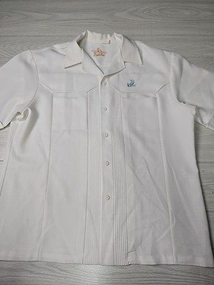 Iolani Executive Shirt Men's XXL White Camp Hawaiian Made in Hawaii Embroidered 