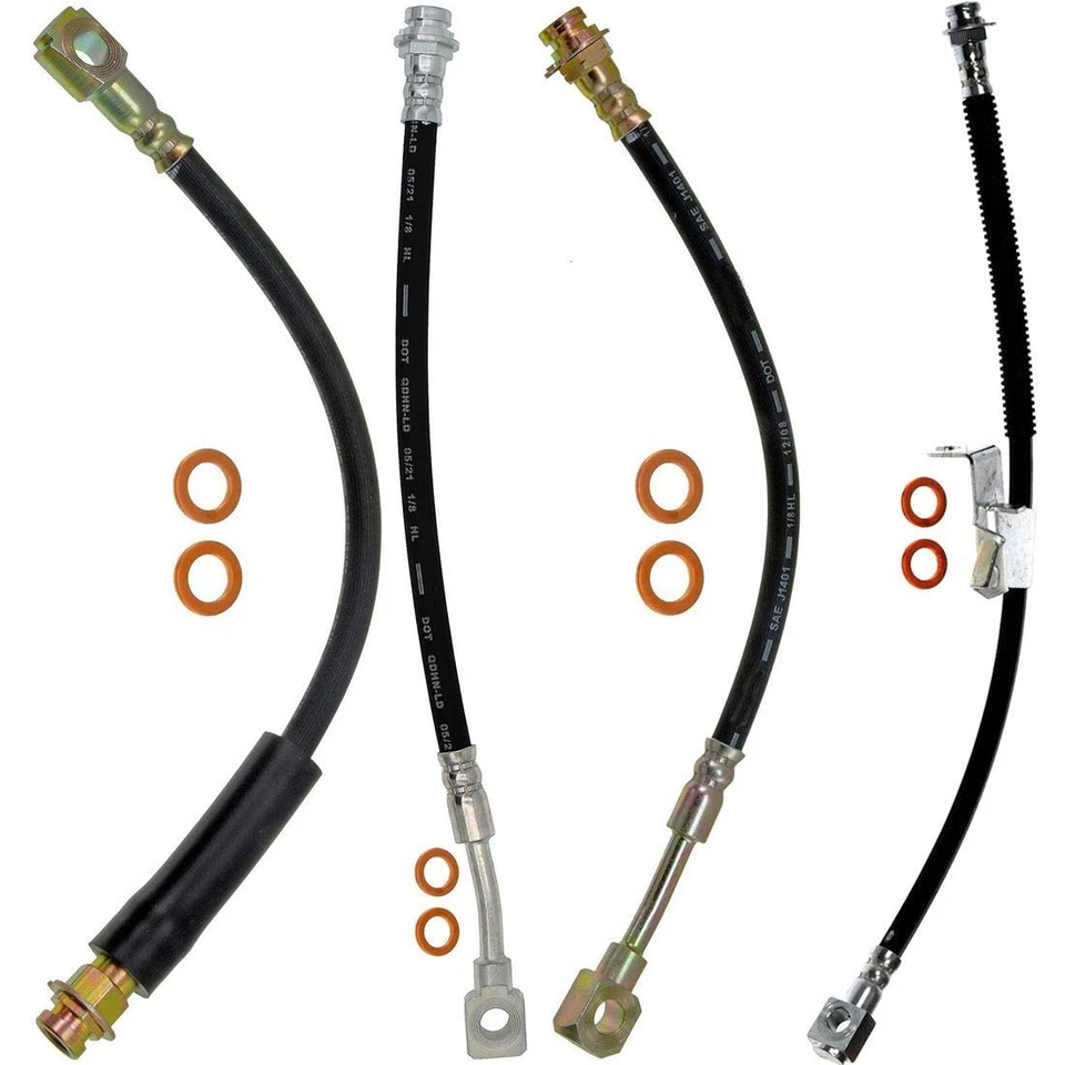 For 1995 1996 Oldsmobile Aurora 4.0L Front Rear Brake Hose Line 4PCS - Image 2 of 4